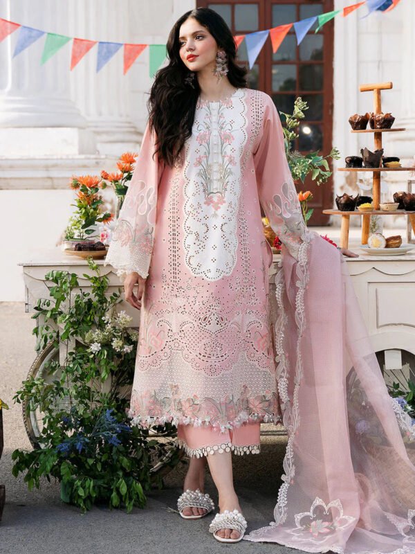 3 Piece Embroidered Lawn Shirt with Embroidered Organza Duppata