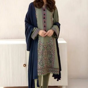 3PC Unstiched Heavy Embroidered Suit With Embroidered Sleeves