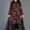 Lawn 3pc Unstitched Heavy Embroidered Suit With Embroidered Shaffon Dupatta