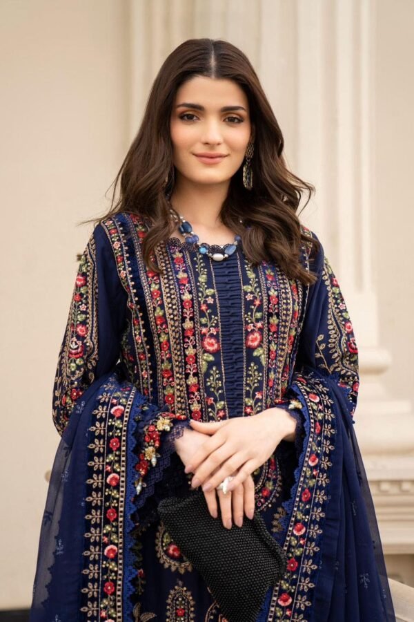 Unstitched Embroidered Dhanak Wool Suit With Embroidered Dhanak Shawl - Image 2