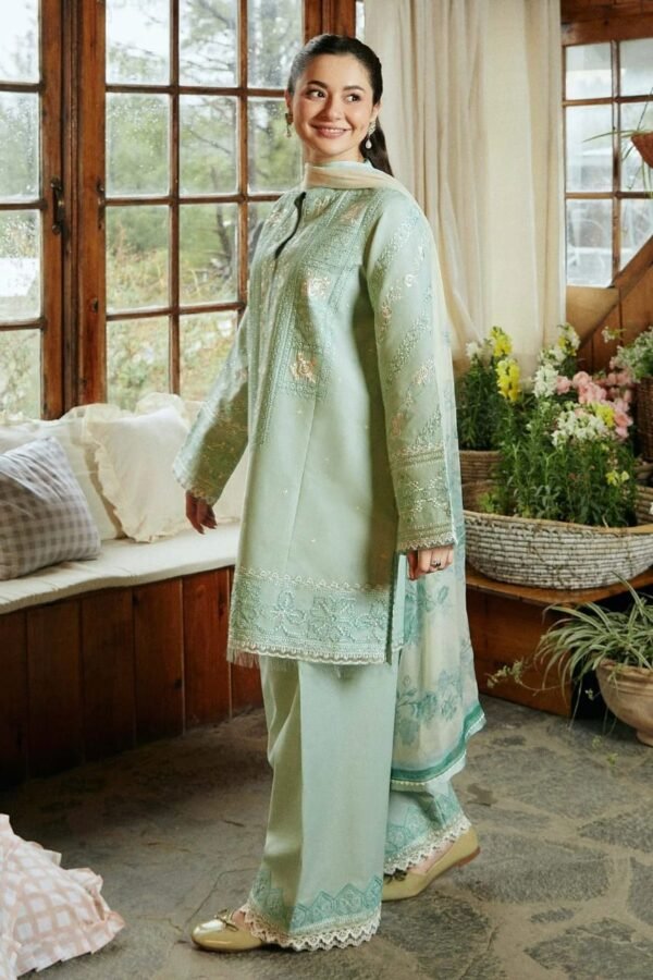 3 Piece Embroidered Lawn Shirt with Printed Chiffon Duppata - Image 2