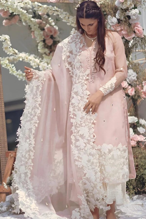 Unstitched Lawn Embroided 3pc With Organza Embroidered Dupatta