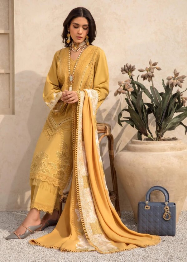 3Pc Heavy Embroidered Lawn Suit With Lawn Embroidered Dupatta - Image 4