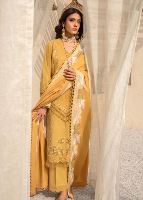 3Pc Heavy Embroidered Lawn Suit With Lawn Embroidered Dupatta - Image 5