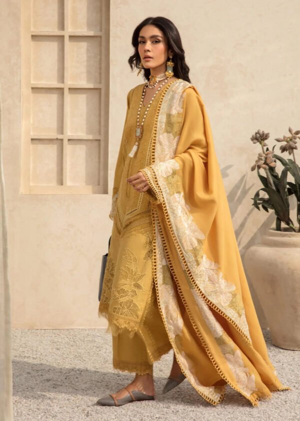 3Pc Heavy Embroidered Lawn Suit With Lawn Embroidered Dupatta - Image 3