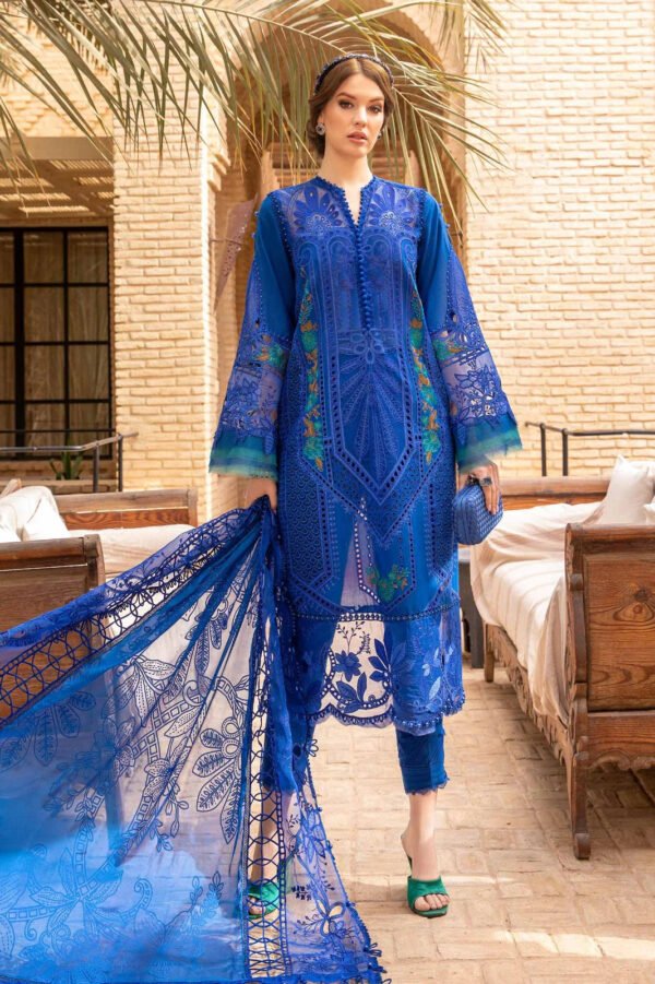 3 Piece Embroidered Lawn Shirt with Embroidered Organza Dupatta MB 100