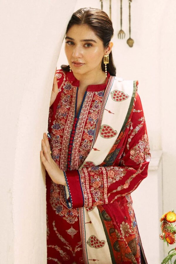 Unstitched Fully Embroided Lawn Suit With Poly Lawn Digital Printed Dupatta - Image 2