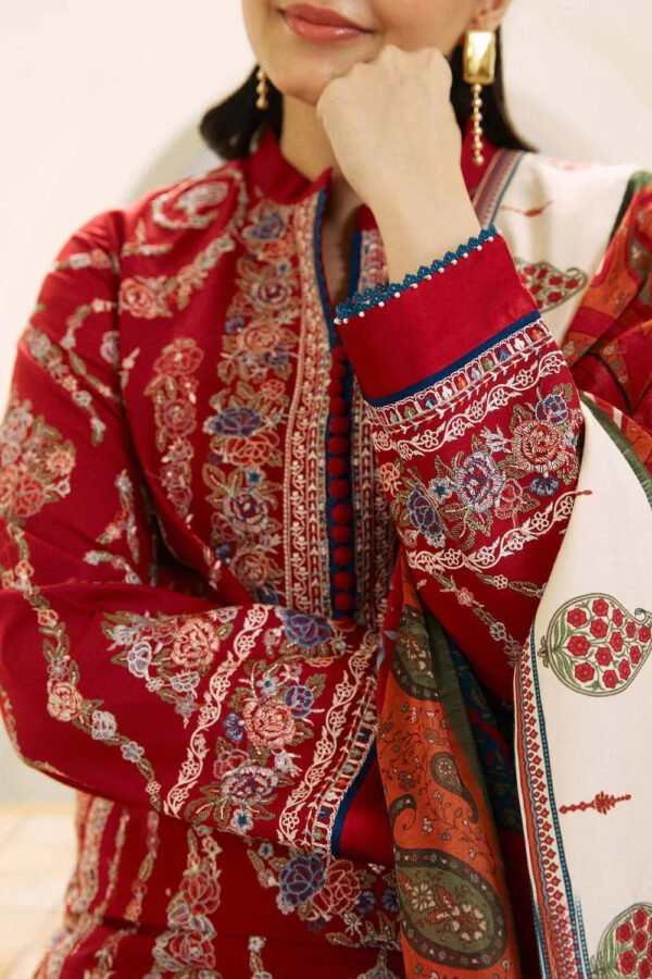 Unstitched Fully Embroided Lawn Suit With Poly Lawn Digital Printed Dupatta - Image 4