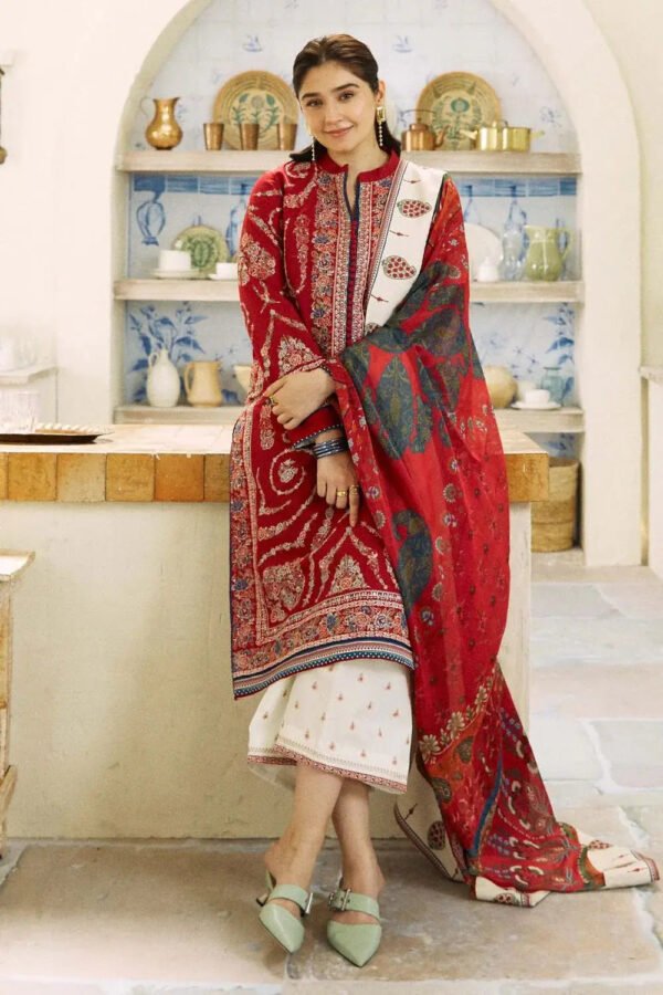 Unstitched Fully Embroided Lawn Suit With Poly Lawn Digital Printed Dupatta