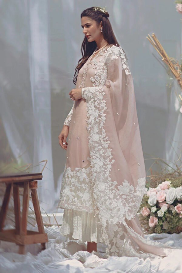 Unstitched Lawn Embroided 3pc With Organza Embroidered Dupatta - Image 3