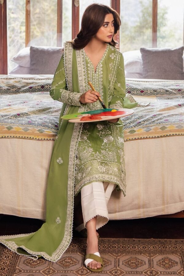 3 Piece Embroidered Lawn Shirt with Embroidered Lawn Dupatta ZL 2525 - Image 2